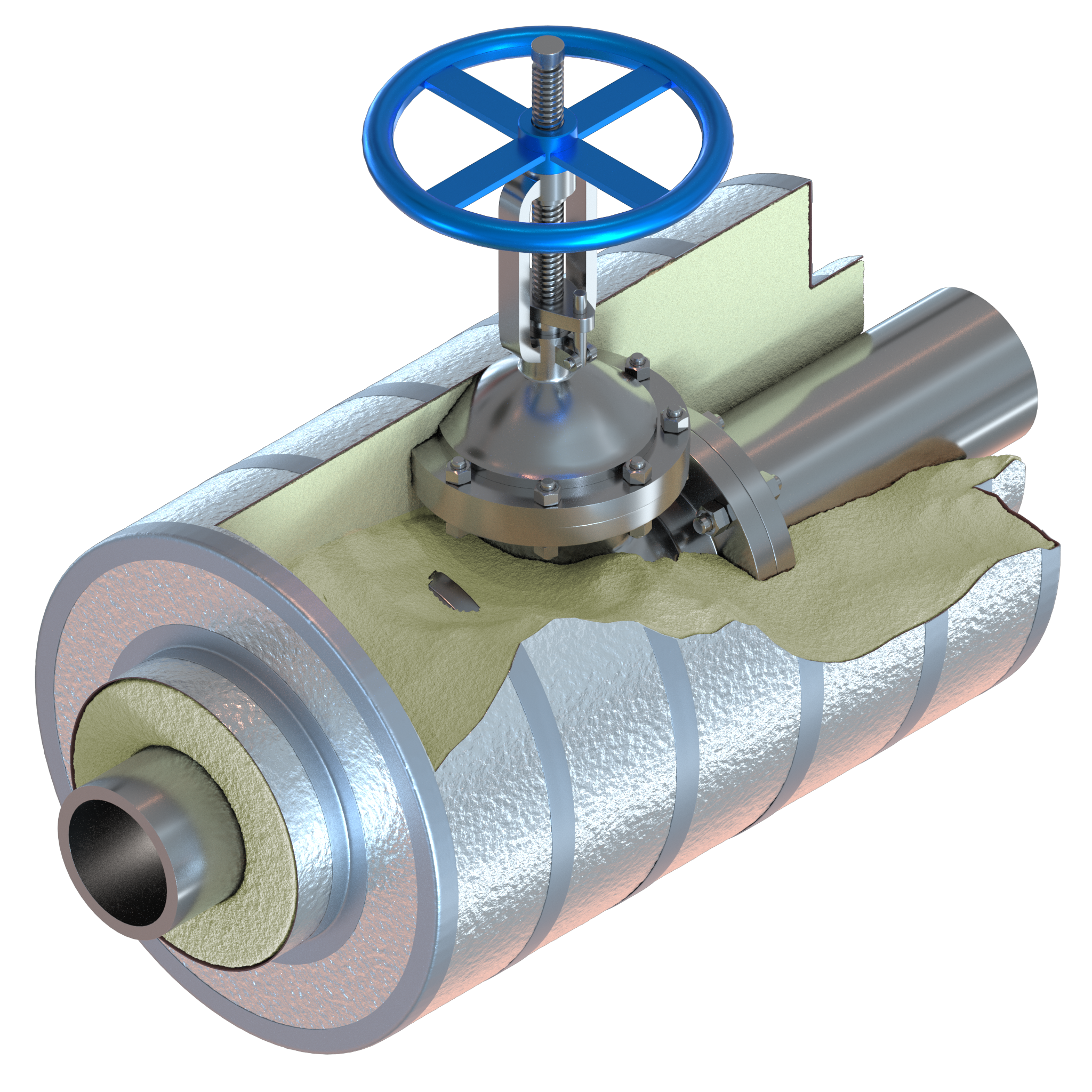 Product rendering of an isolated valve